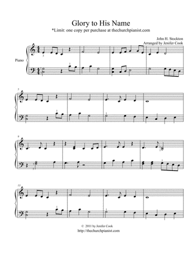 Glory to His Name (arr. Jenifer Cook)