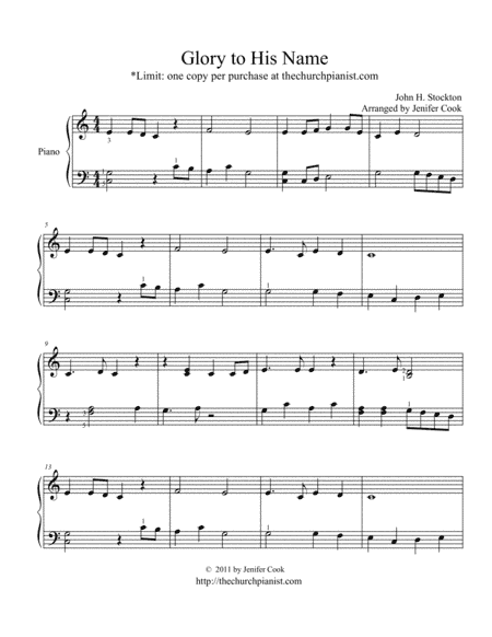 Glory to His Name (arr. Jenifer Cook)