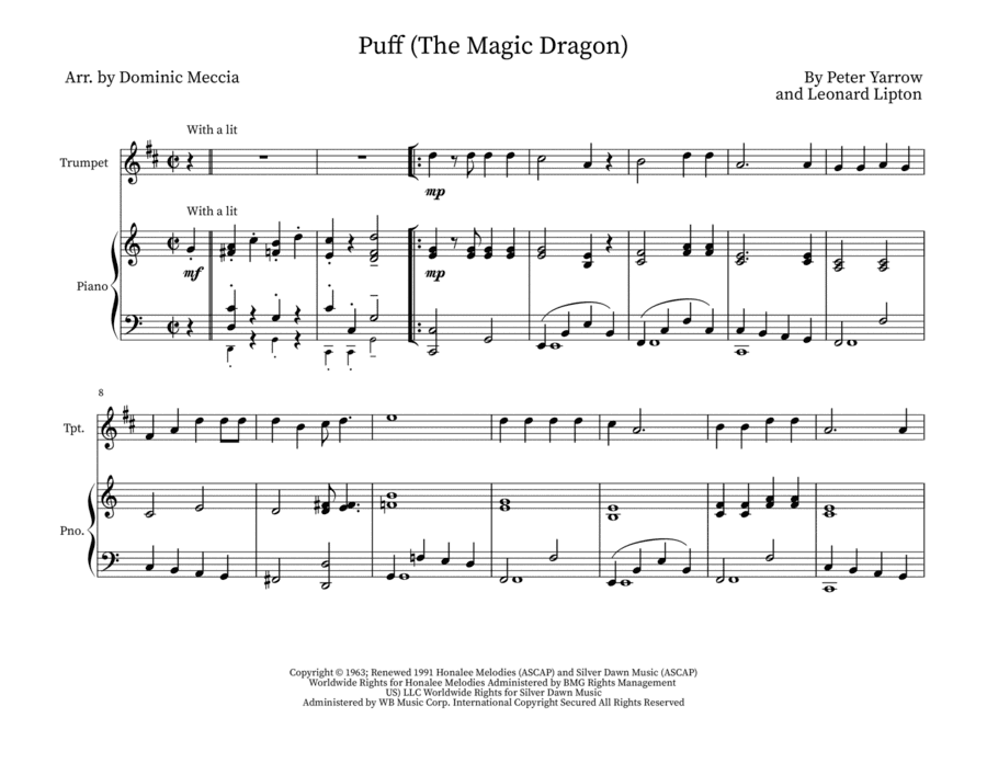 Puff The Magic Dragon (arr. Dominic Meccia)