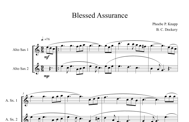 Blessed Assurance (Alto Sax Duet) (arr. B. C. Dockery)
