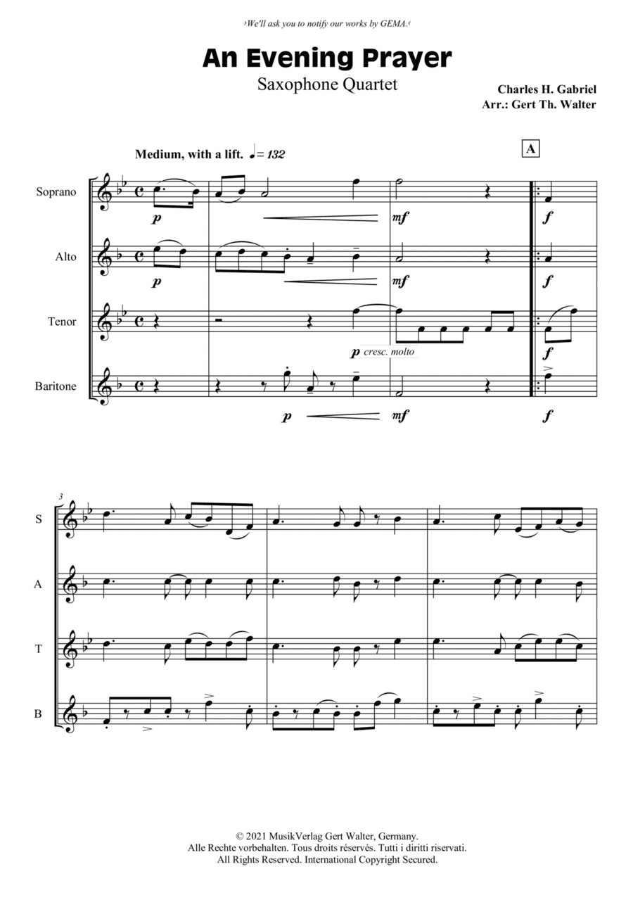 An Evening Prayer (arr. Gert Th. Walter)