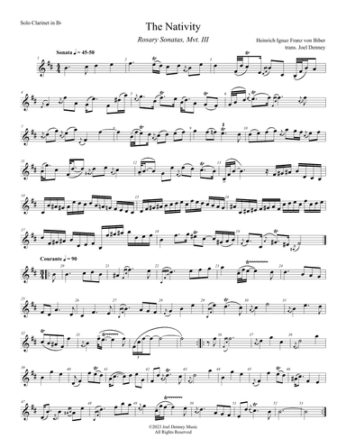 The Nativity - Mvt. III from Rosary Sonatas, trans. for solo clarinet (arr. Joel Denney)