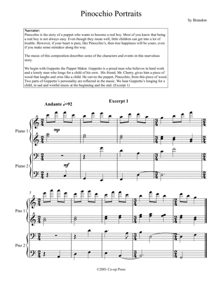 Pinocchio Portraits for Piano Four Hands