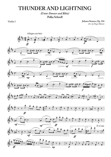 Thunder and Lightning for String Quartet (arr. Diego Marani)