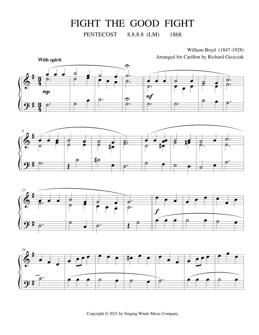 Fight the Good Fight (PENTECOST) (arr. Richard Giszczak)
