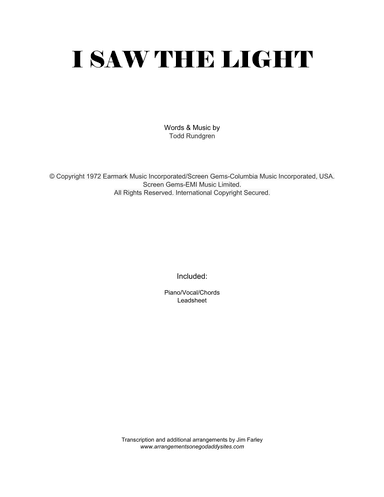 I Saw The Light (arr. Jim Farley)