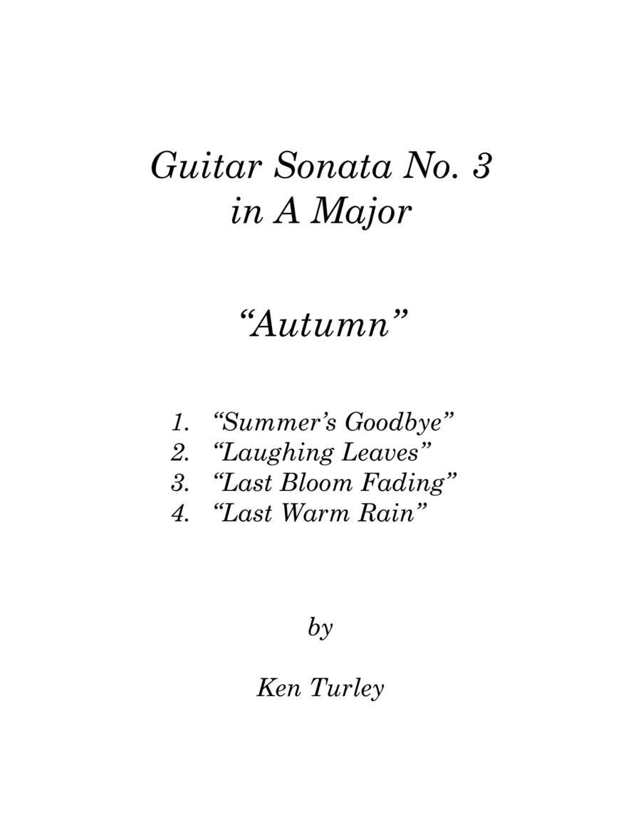 Classical Guitar Sonata No. 03 in A Major "In Autumn"