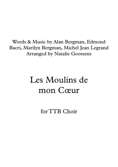 Moulins De Mon Coeur (arr. Natalie Goossens)