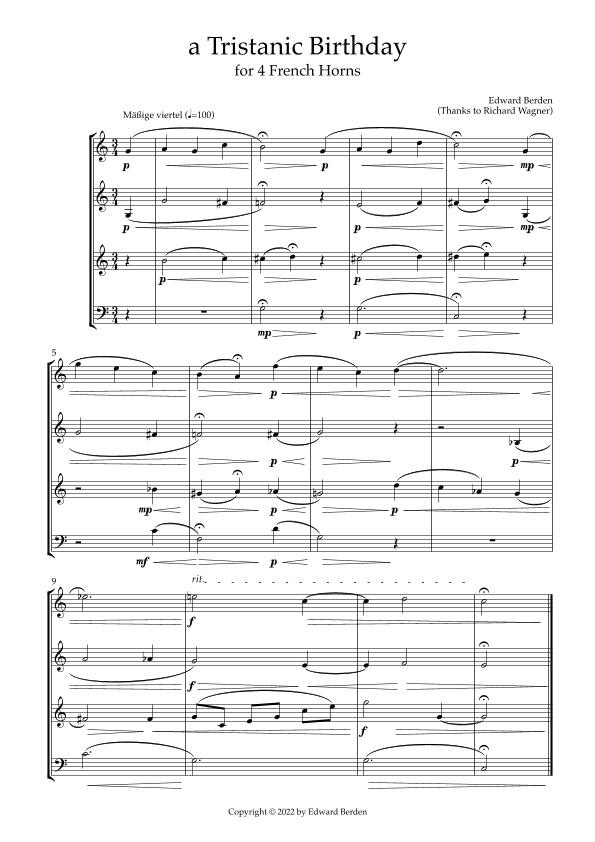 a Tristanic Birthday (arr. Edward Berden)
