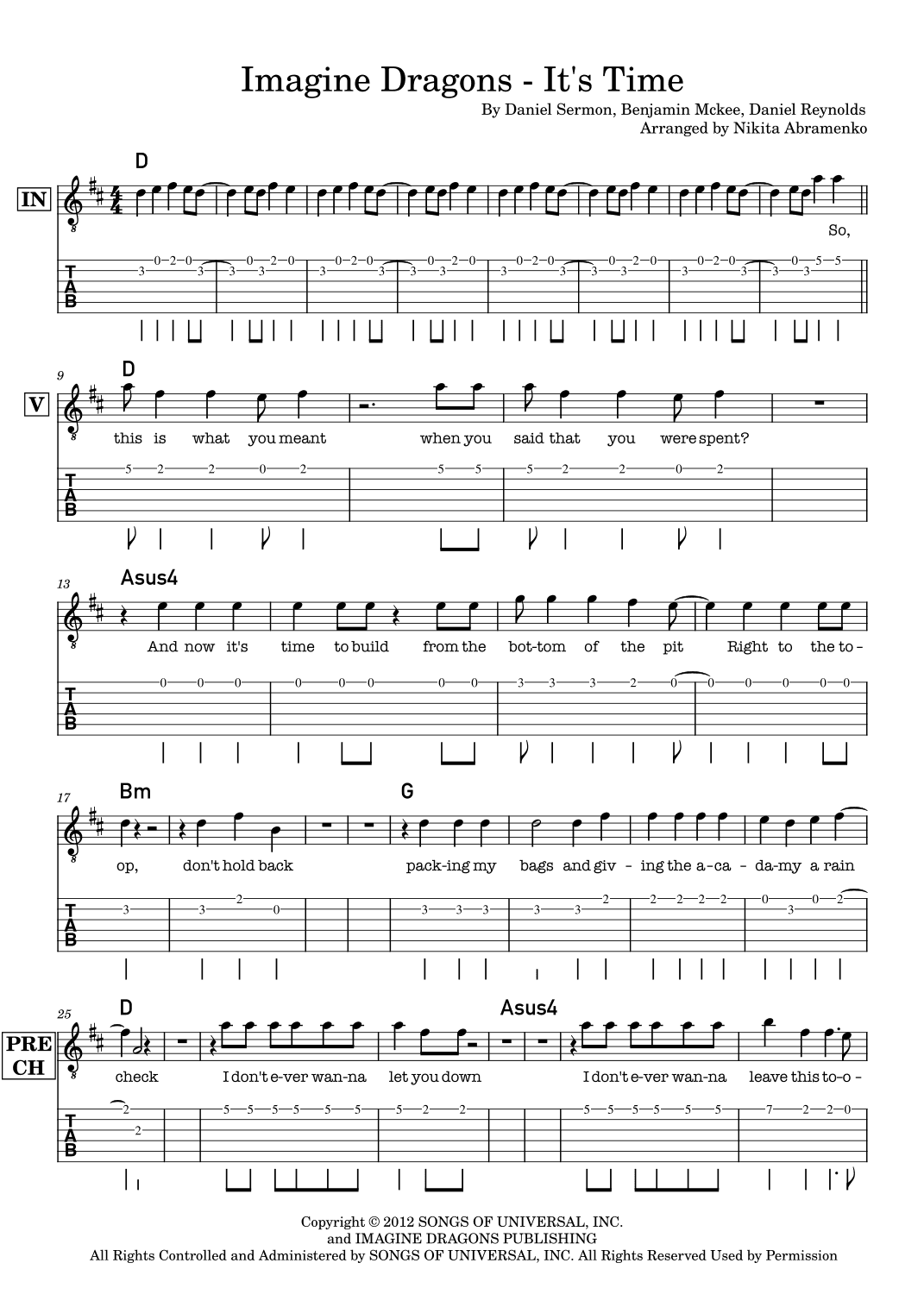 It's Time (arr. Nikita Abramenko)