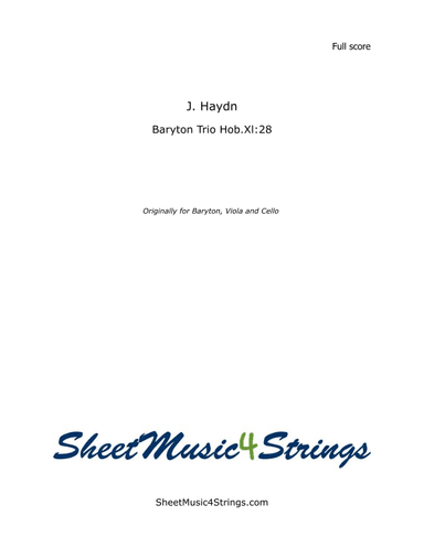Haydn, J. - Trio No. 4, Hob XI:28 (Two Violins and Viola) (arr. SheetMusic4Strings)