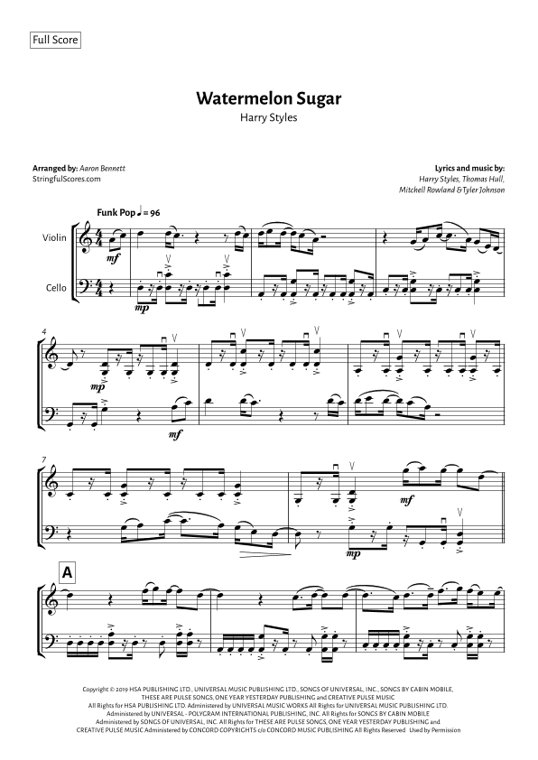 Watermelon Sugar (arr. Aaron Bennett)