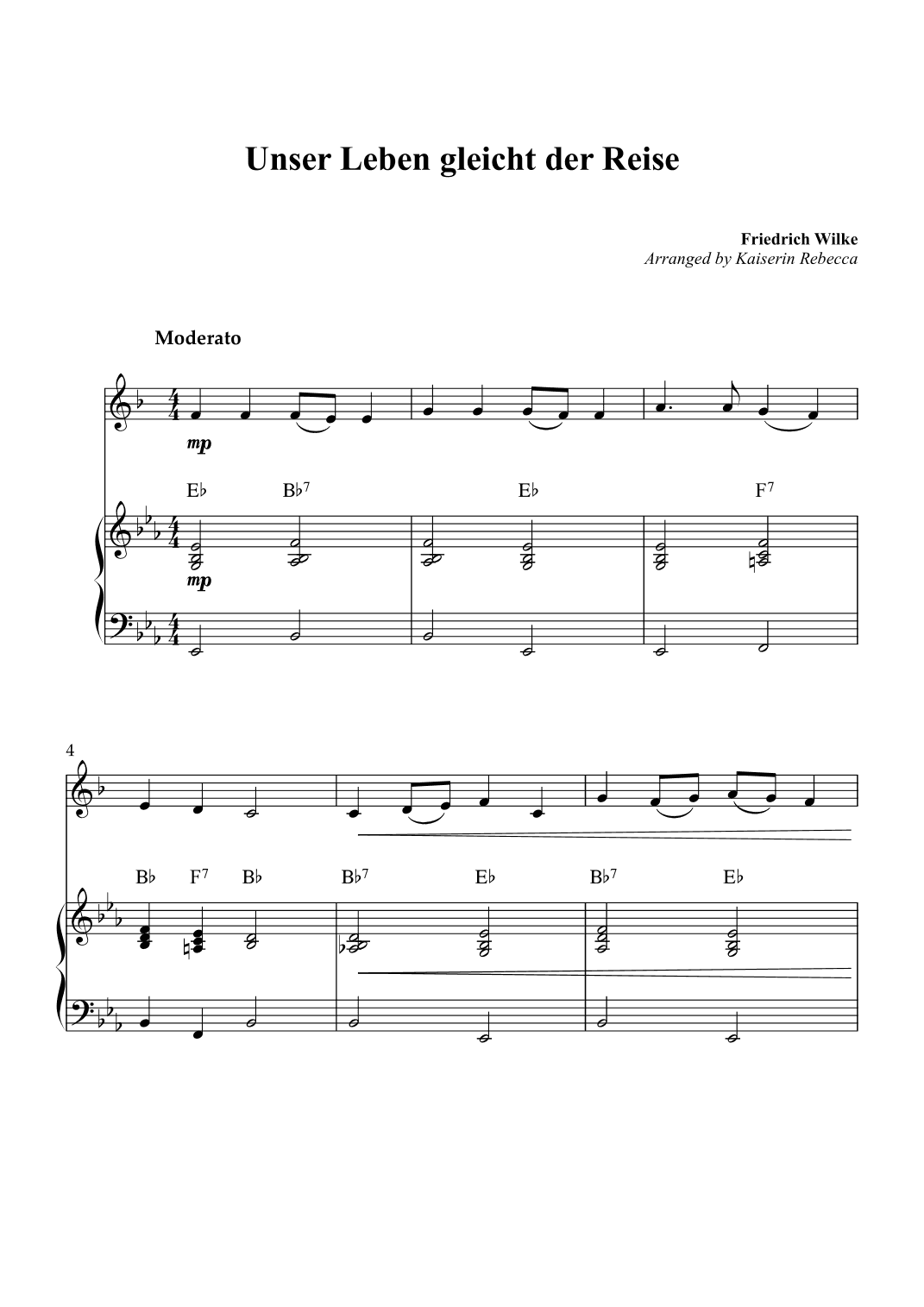 Unser Leben gleicht der Reise (arr. Kaiserin Rebecca)