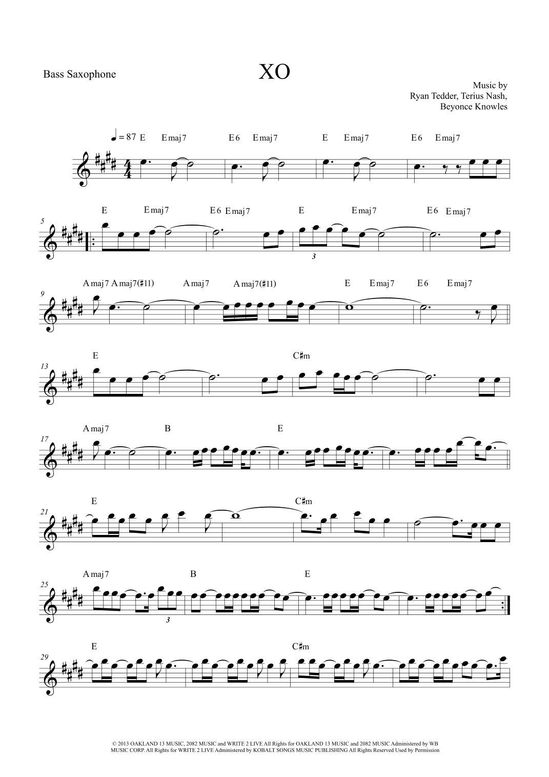 Xo (arr. The Sheet Music Library)