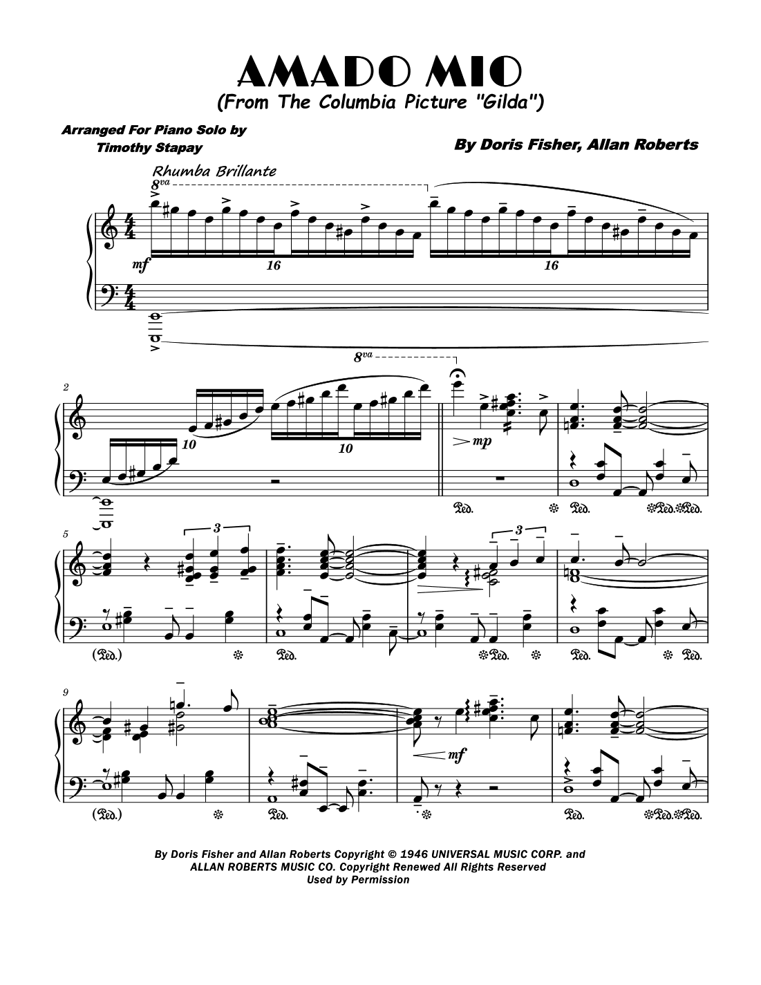 Amado Mio (arr. Timothy Stapay)