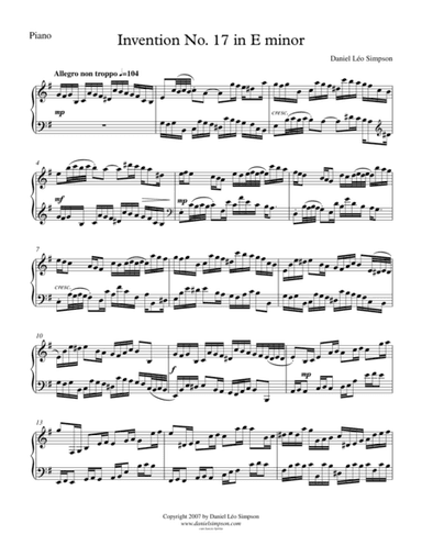 Invention No.17 in E minor