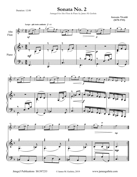 Vivaldi: Sonata No. 2 for Alto Flute & Piano (arr. James M. Guthrie)
