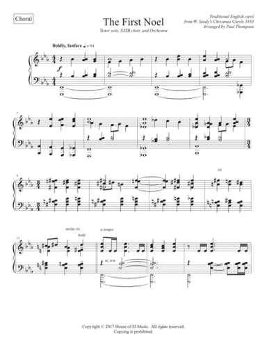 The First Noel - Solo with SATB Choir (arr. House of El Music)