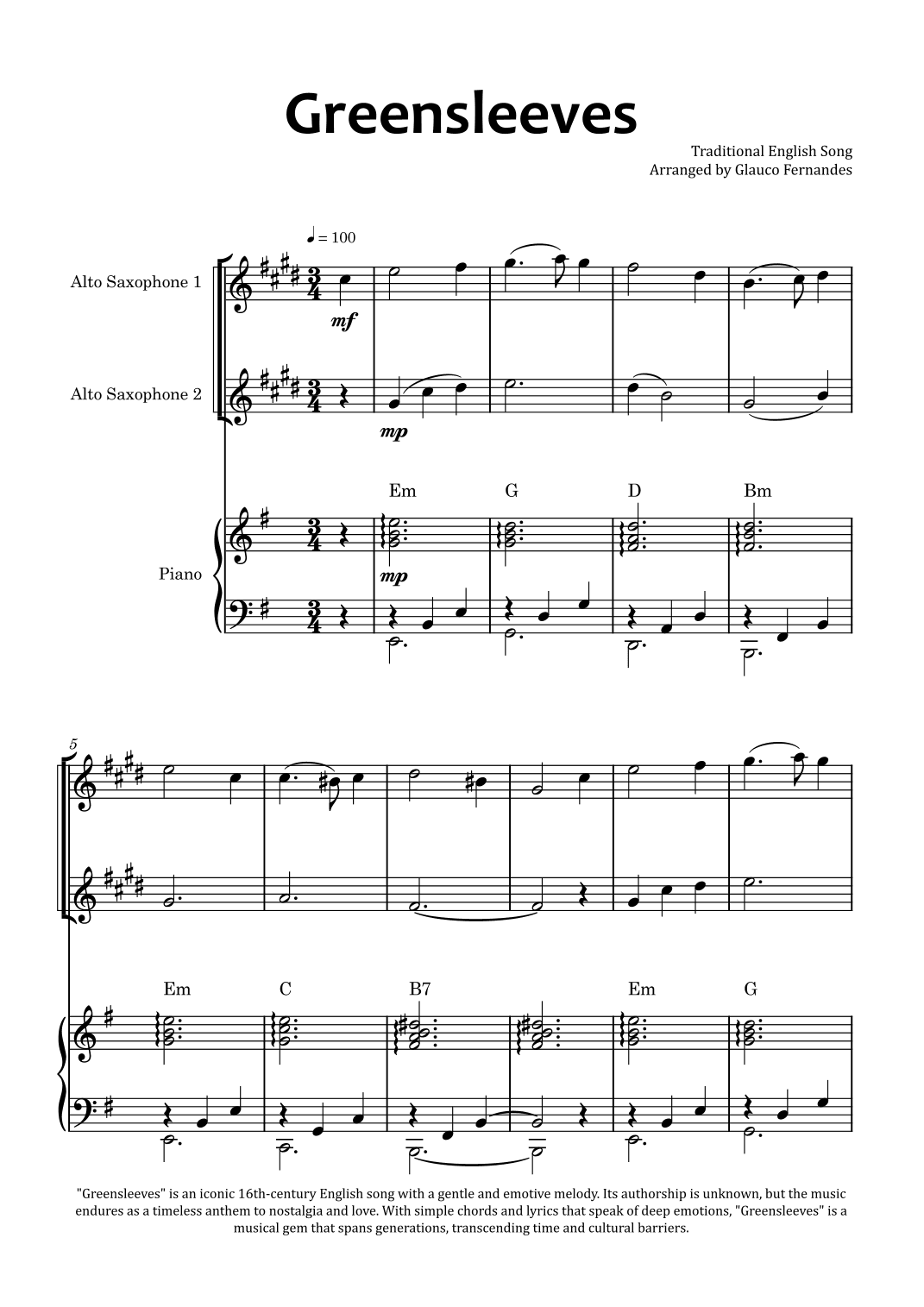 Greensleeves (arr. Glauco Fernandes)