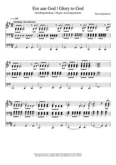 Ere aan God - Glory to God - Organ Accompaniment