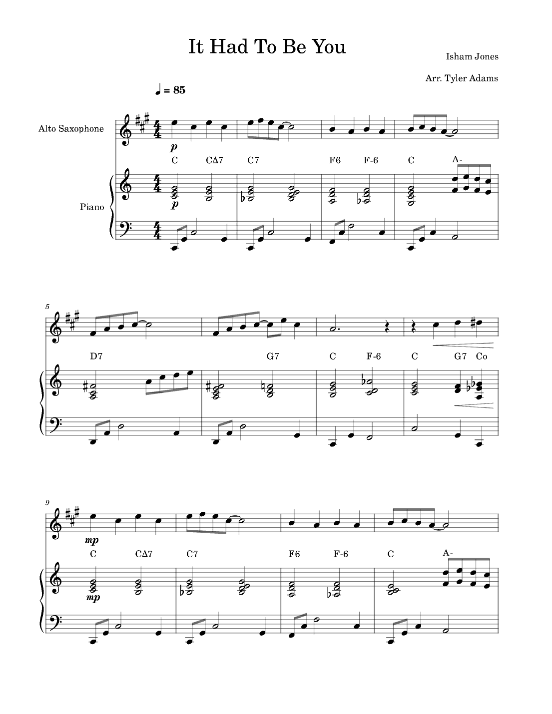 It Had To Be You (Alto Sax and Piano) (arr. Tyler Adams)