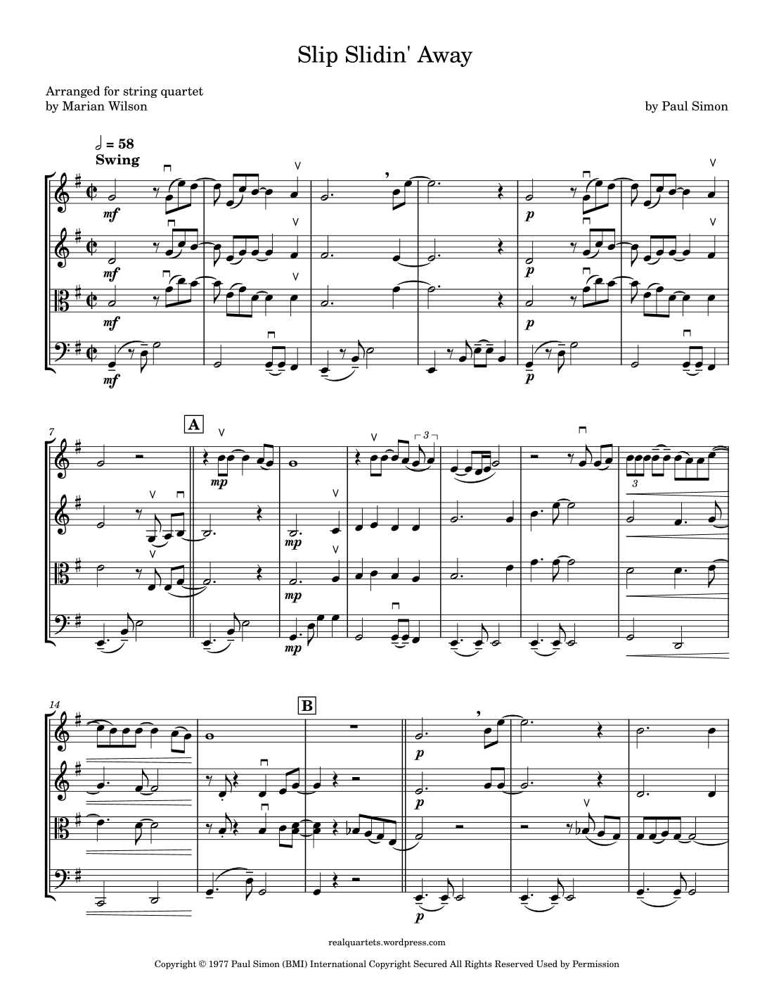 Slip Slidin' Away (arr. Marian Wilson)