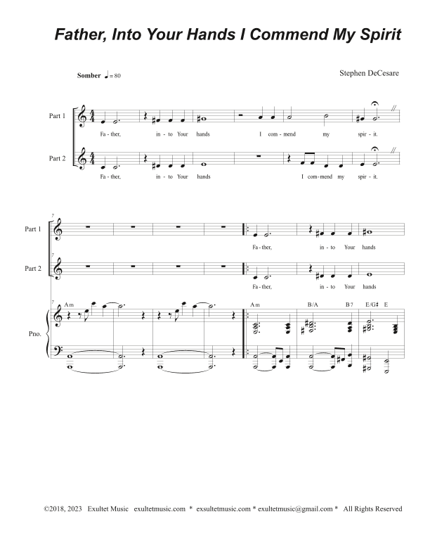 Father, Into Your Hands I Commend My Spirit (2-part choir)