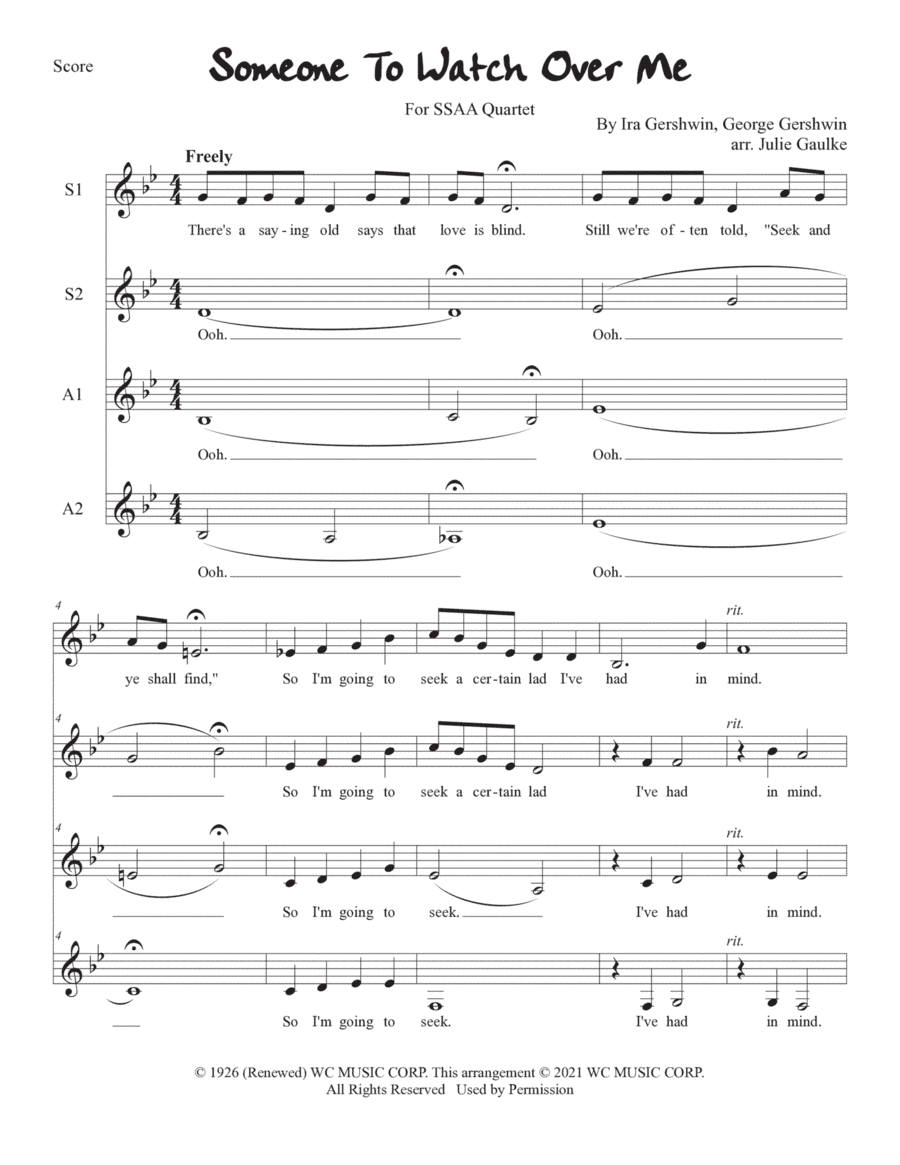 Someone To Watch Over Me (arr. Julie Gaulke)