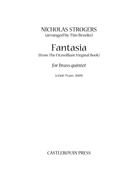 Fantasia (from The Fitzwilliam Virginal Book) - brass quintet (score and set of parts) (arr. Tim Brooke)