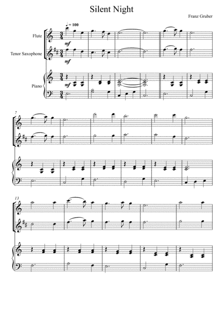 Franz Gruber - Silent Night (Flute and Tenor Saxophone Duet) (arr. André Laitano)