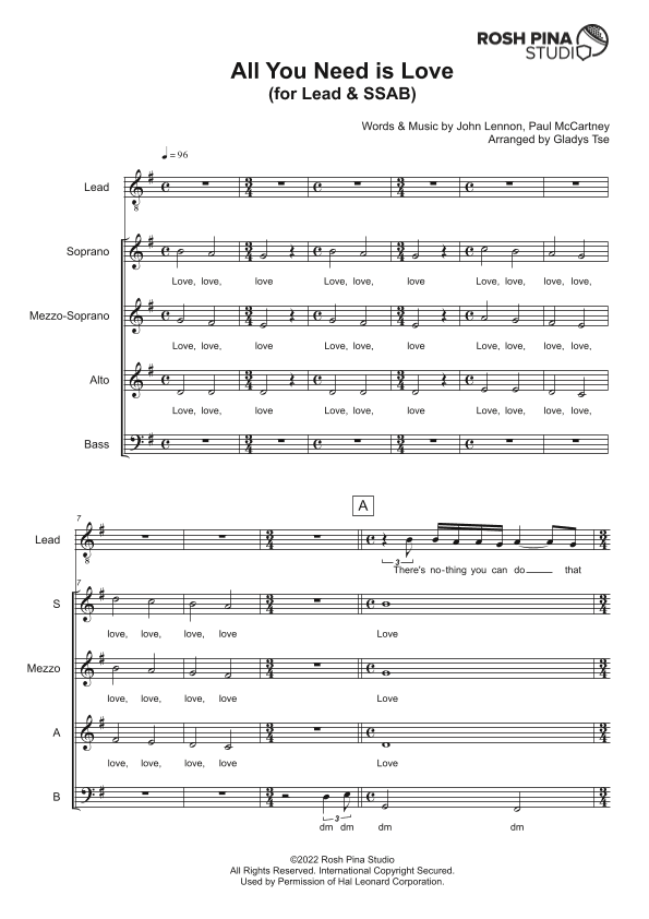 All You Need Is Love (arr. Gladys Tse)