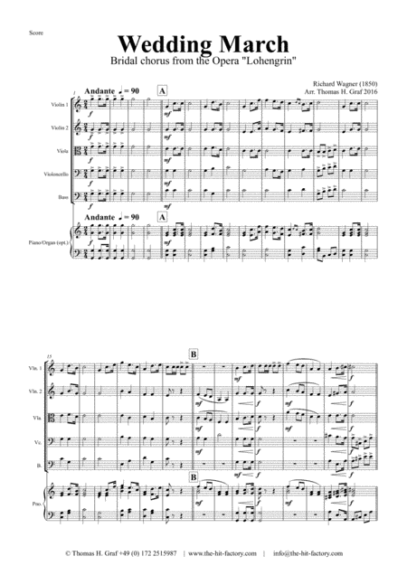 Wedding March - Bridal chorus Lohengrin - String Orchestra (arr. Thomas H. Graf)
