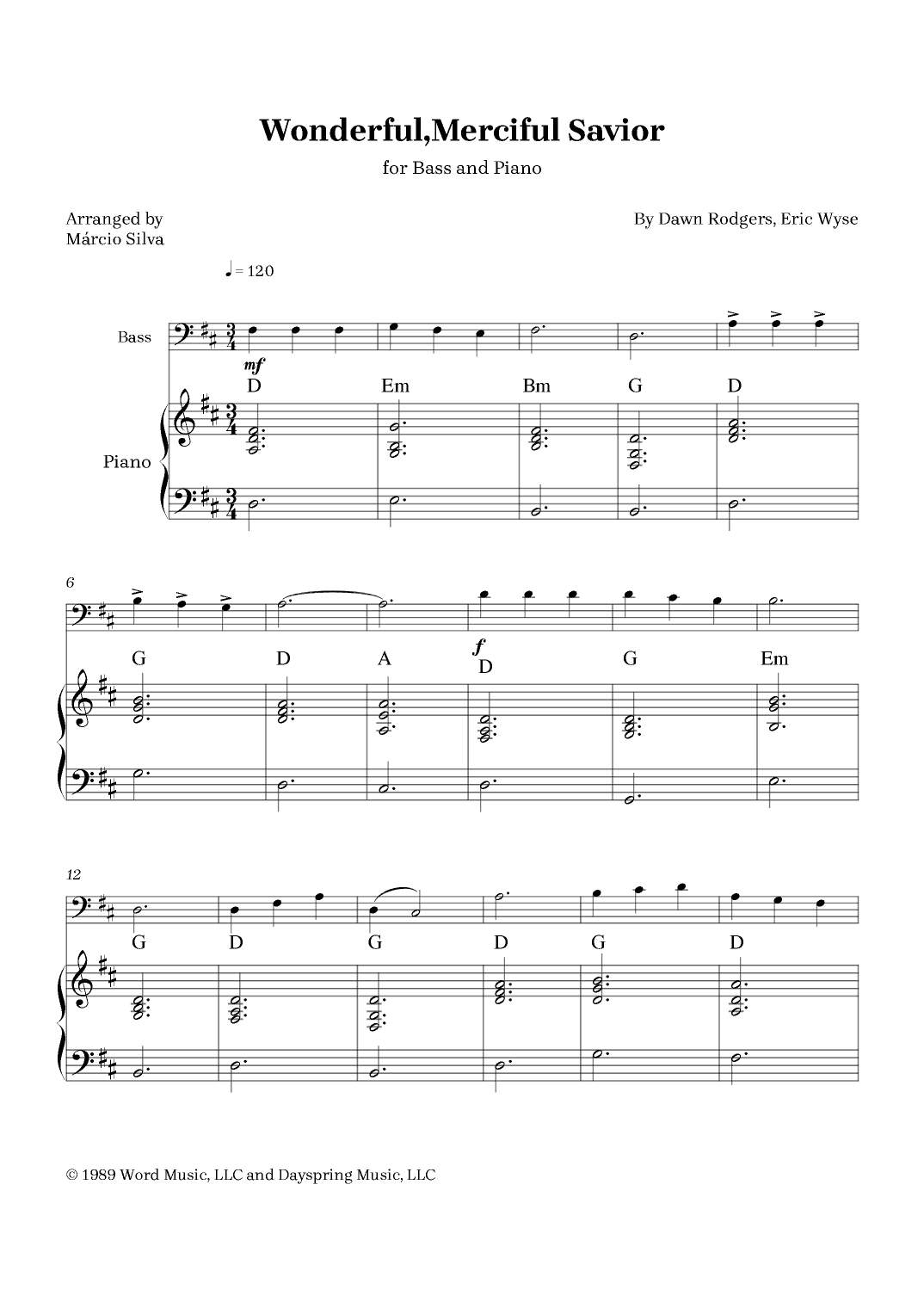 Wonderful, Merciful Savior (arr. Márcio Silva)