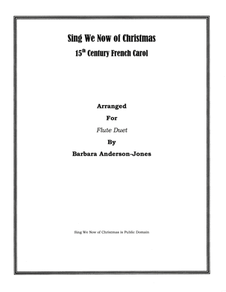 Sing We Now Of Christmas (Flute Duet) (arr. Barbara Anderson-Jones)