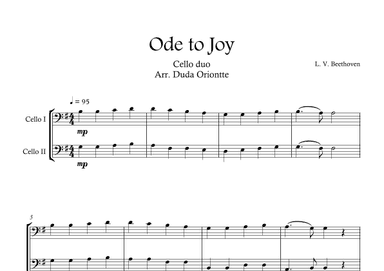 Ode the Joy ( Cello Duo -  Beethoven Symphony No. 9 ) BEGINNER (arr. Duda Oriontte)