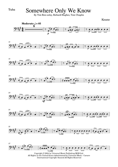 Somewhere Only We Know (arr. Golden Skull Editions)