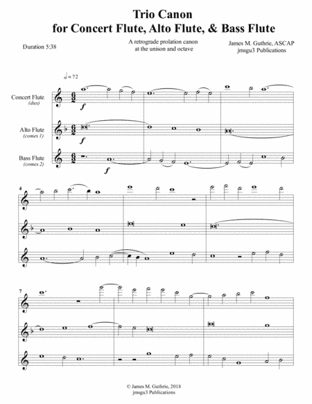 Guthrie: Trio Canon for Concert Flute, Alto Flute & Bass Flute