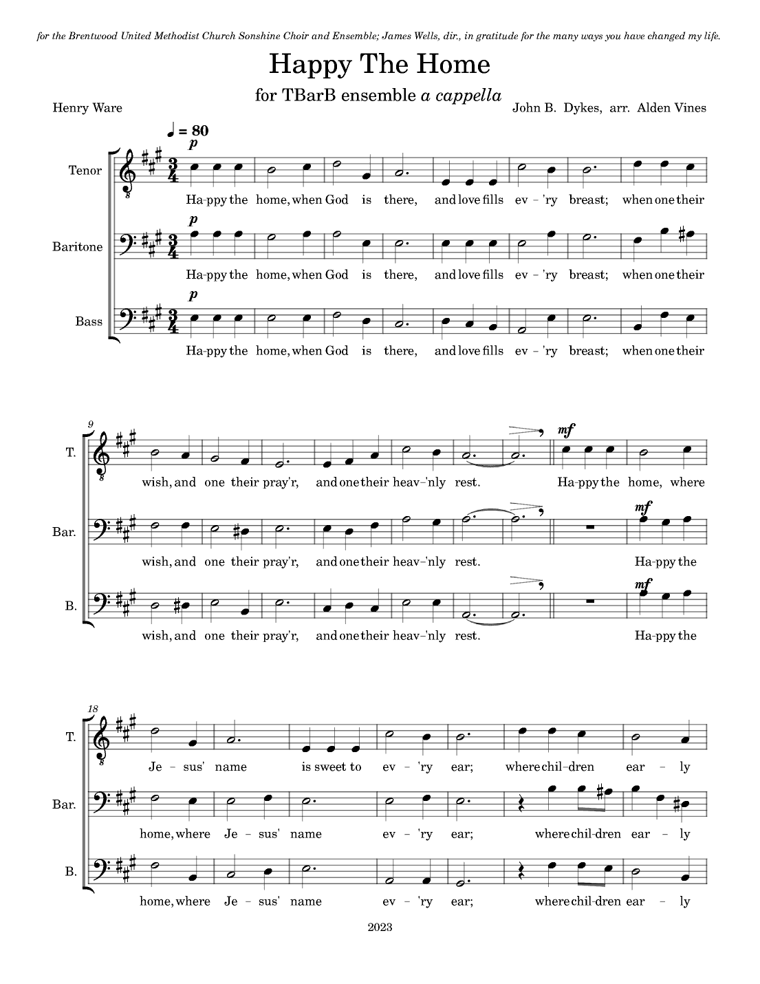 Happy The Home (arr. Alden Vines)