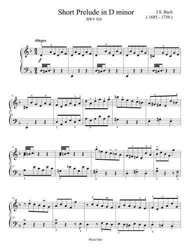 Bach Short Prelude in D minor BWV 926 (arr. Ben Choupak)