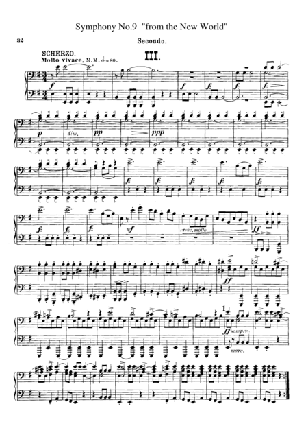 Dvorak Symphony No.9 III, IV, for piano duet(1 piano, 4 hands), PD806 (arr. Fukuhara)