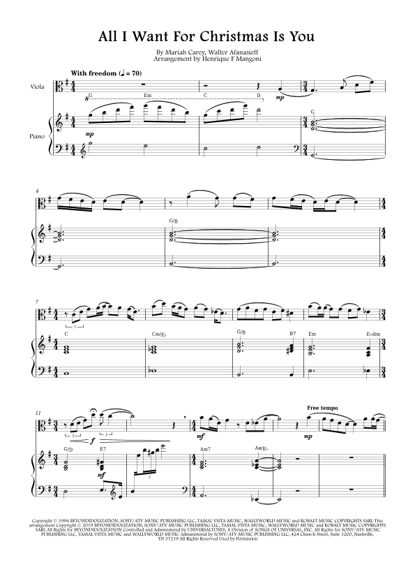All I Want For Christmas Is You (arr. Henrique F Mangoni)