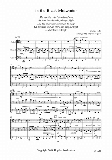 In The Bleak Midwinter - Cello Trio (arr. Phyllis Hopper)