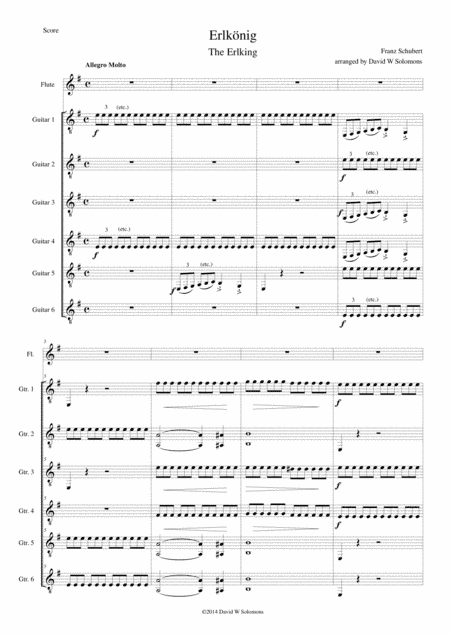 Erlkönig (The Erlking) for flute and 6 guitars (arr. David Warin Solomons)