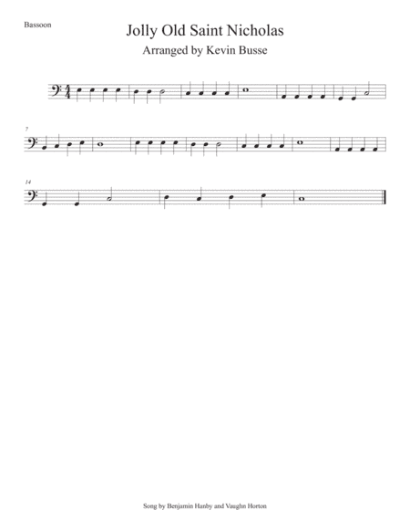 Jolly Old St. Nicholas (Easy key of C) Bassoon (arr. Kevin Busse)