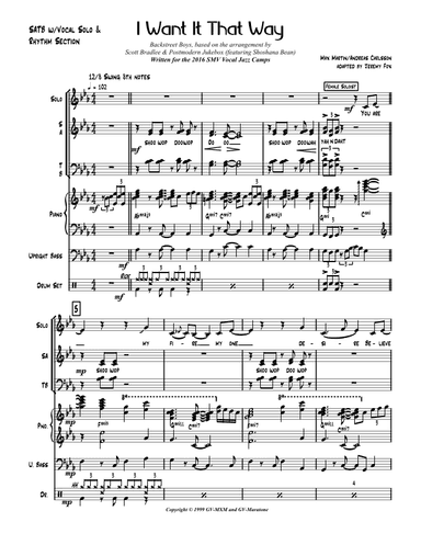 I Want It That Way (arr. Jeremy Fox)