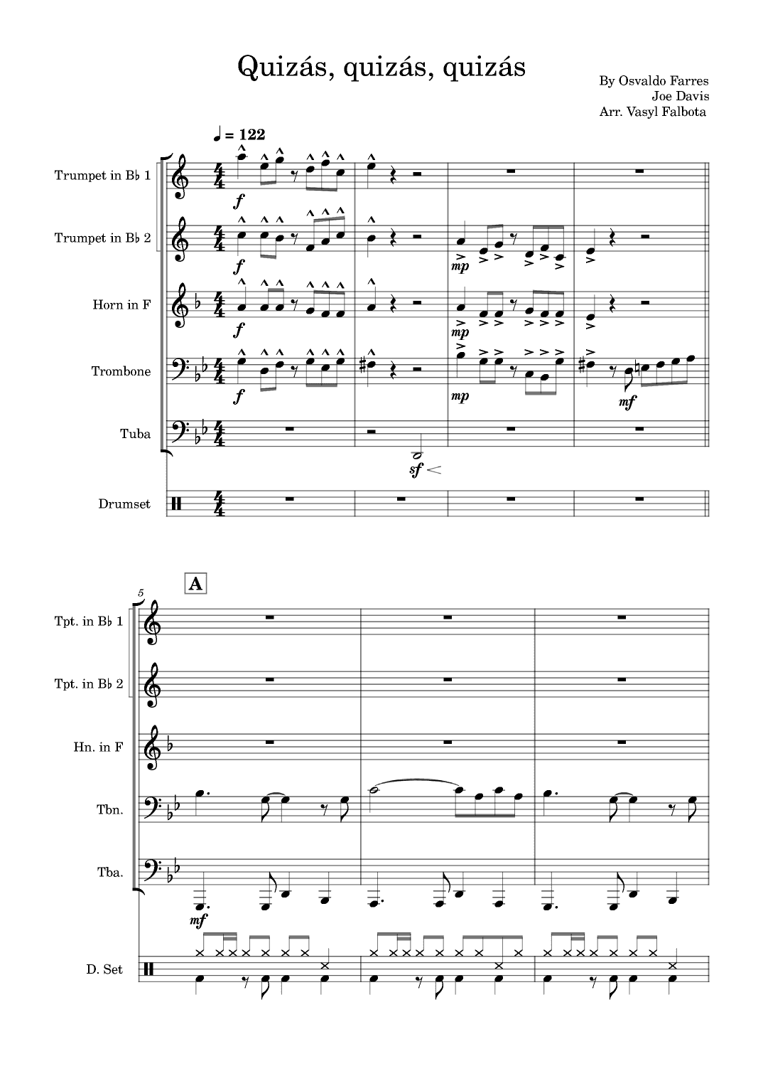 Quizas, Quizas, Quizas (perhaps, Perhaps, Perhaps) (arr. Vasyl Falbota)