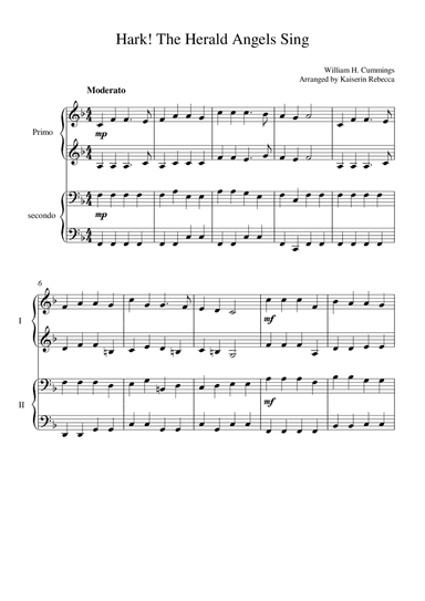 Hark! The Herald Angels Sing (for piano duet) (arr. Kaiserin Rebecca)