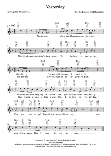Yesterday (arr. Andrei Todea)