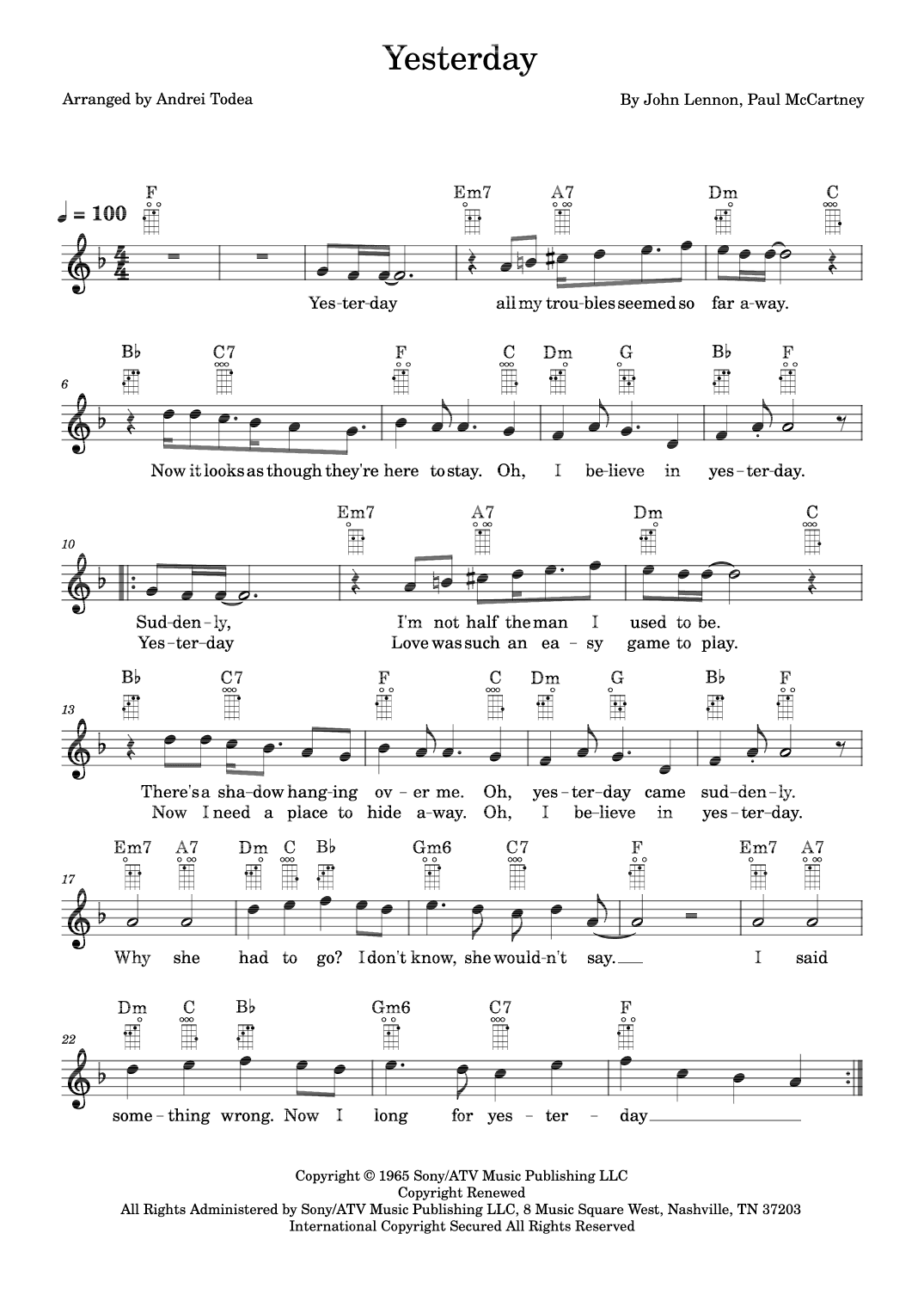 Yesterday (arr. Andrei Todea)