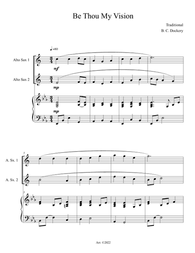 Be Thou My Vision (Alto Sax Duet with Piano Accompaniment) (arr. B. C. Dockery)